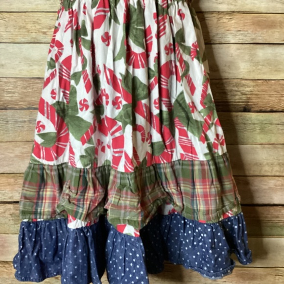 Girls Sundress Denim Candy Cane Christmas Holiday Size 5 - Picture 4 of 5